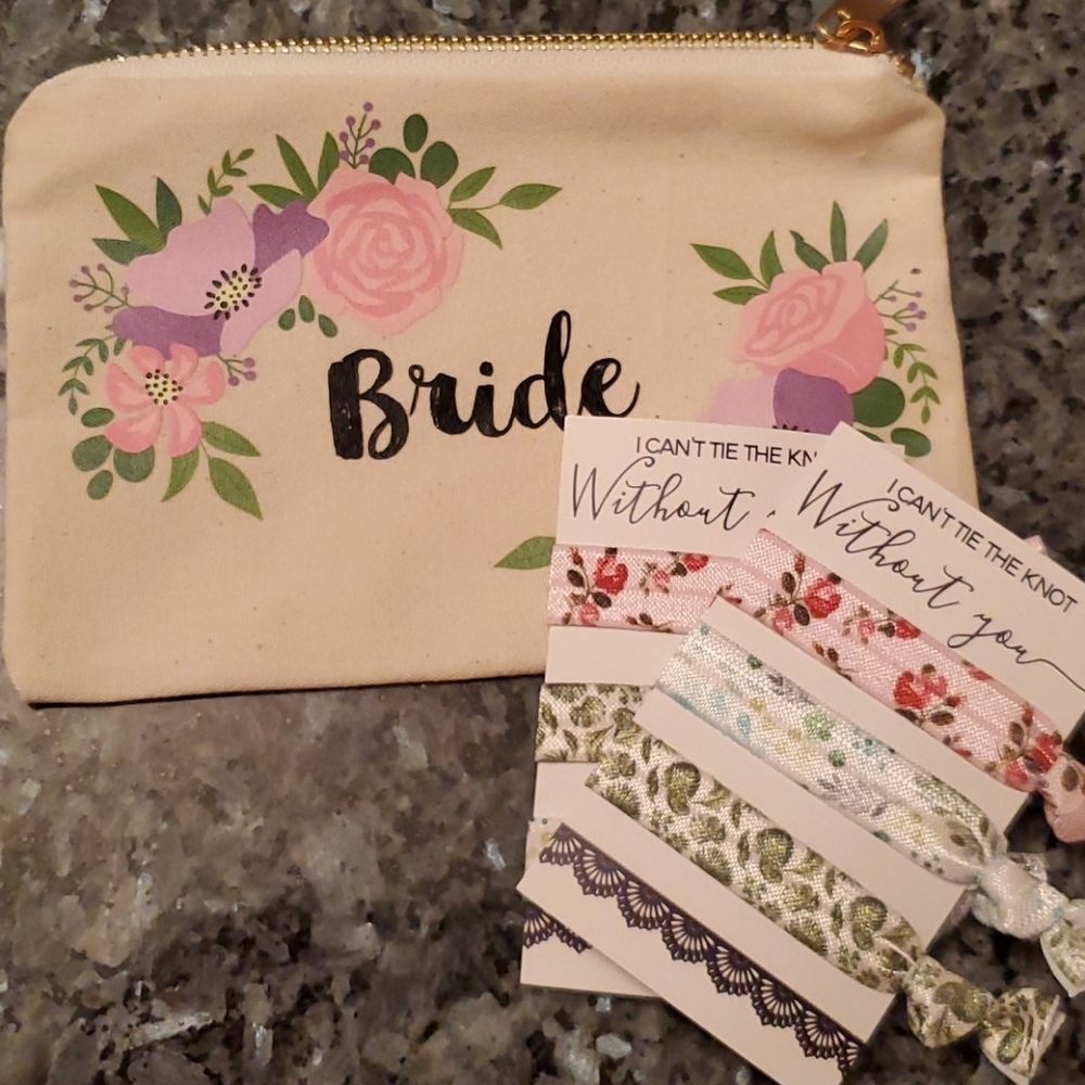 Bride pouch and hair ties